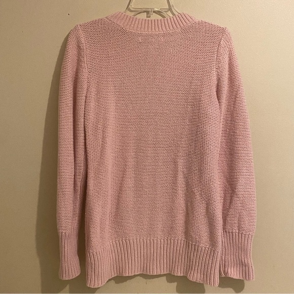 Old Navy Fisherman’s Sweater Pink  Women’s Size M Cable Knit  V-Neck - Picture 4 of 10